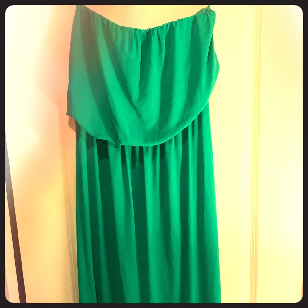 Strapless Maxi Dress, floor length, kelly green.